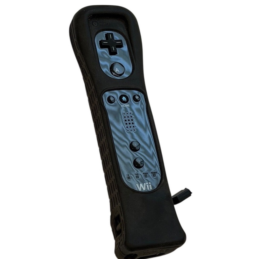 Nintendo Wii Remote Black Controller with Wii MotionPlus Adapter and Sleeve